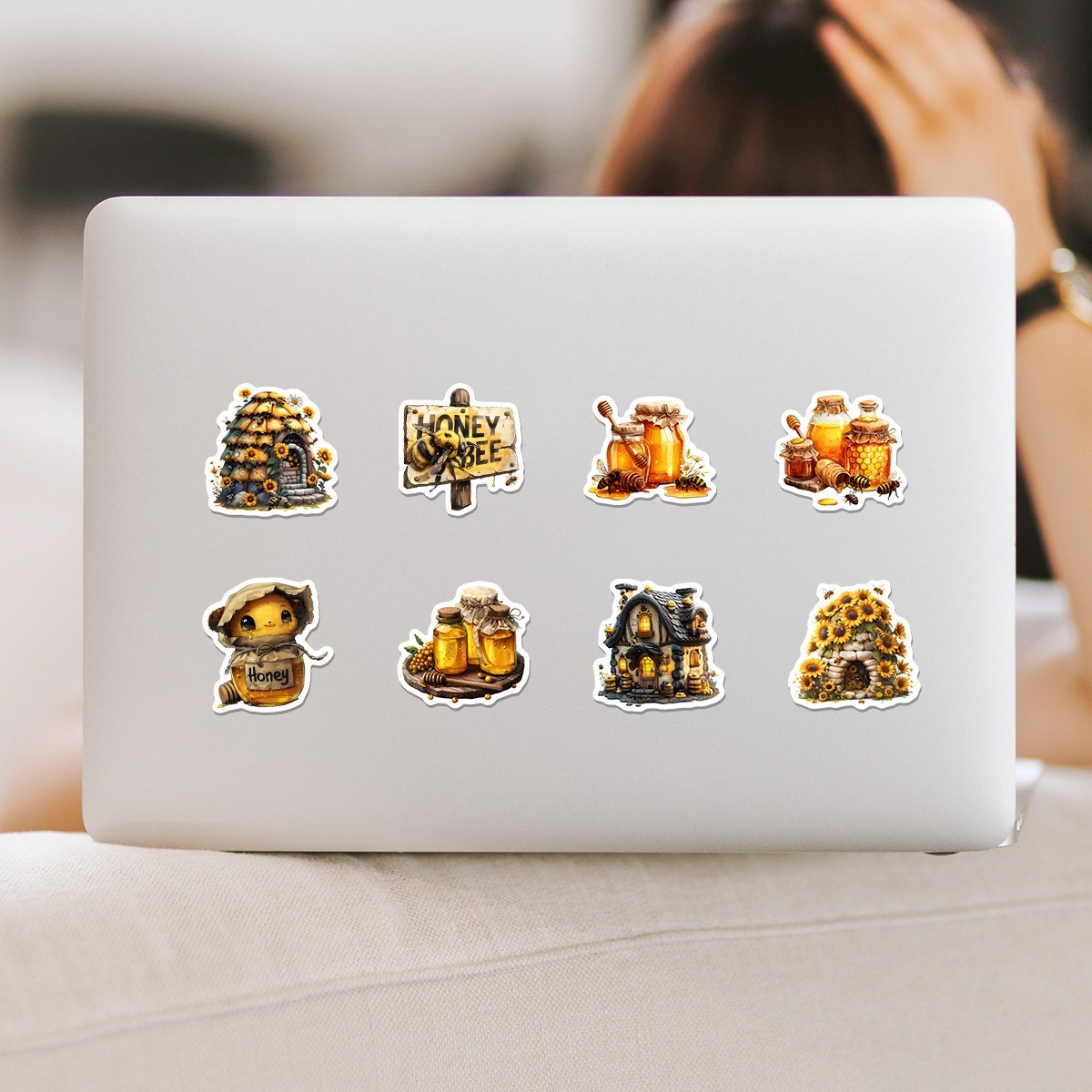 50pcs Waterproof Vinyl Stickers Honey Bumble Bee Luggage Phone Car Water Bottle