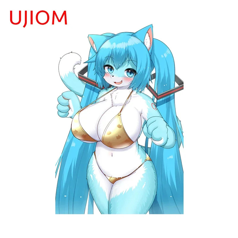 UJIOM Creative Furry Girls Wall Stickers Long Tails Personal Kitchen Furniture
