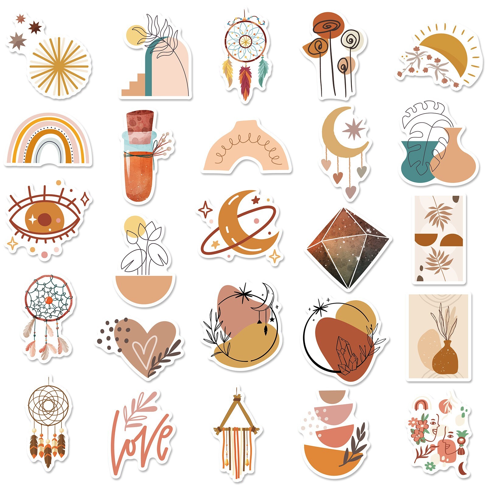 50PC Cottagecore Stickers, Bohemian Retro Boho Aesthetic stickers,175
