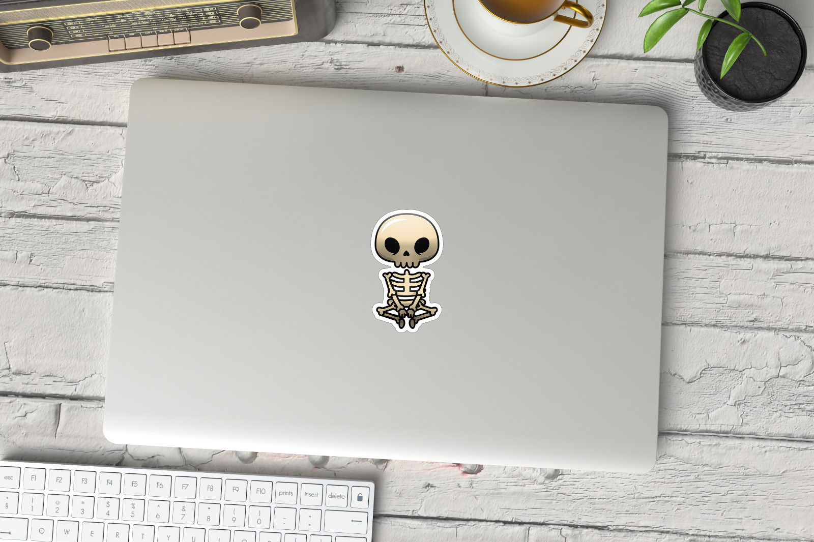 NEW- Cute Skeleton Vinyl Sticker Decal | Halloween Design | 1.7 x 3 INCHES