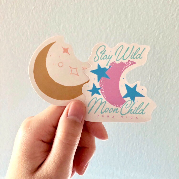 Pura Vida Bracelets 2 PCS Moon Sparkle & Stay Wild Moon Child Sticker Set New