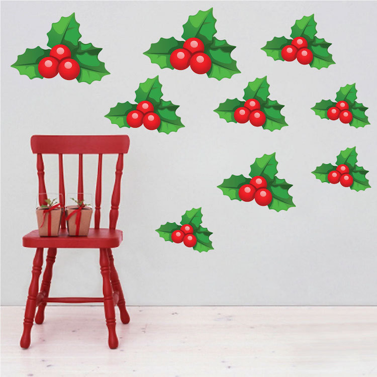 Mistletoe Wall Decal Winter Wallpaper Seasonal Floral Christmas Decor Vinyl, h38