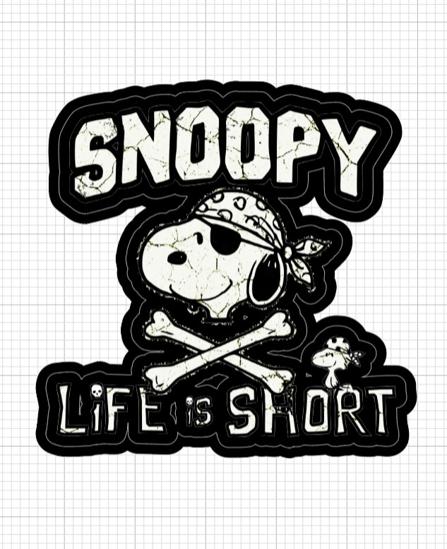 (2) Snoopy Pirate Sticker Goonies Life Is Short Skull Crossbones Peanuts Vinyl