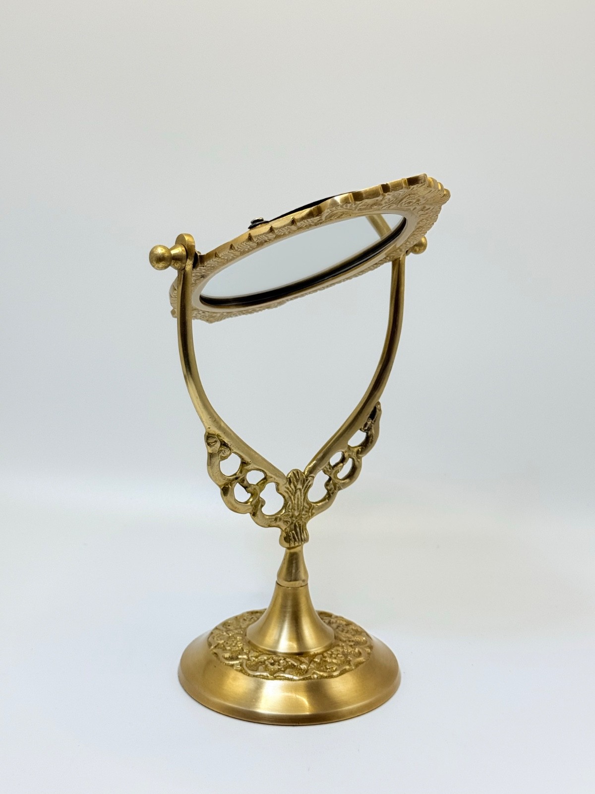 Vintage Copper Gold Tabletop Vanity Mirror – Heavy Ornate Rotating Design 🪞