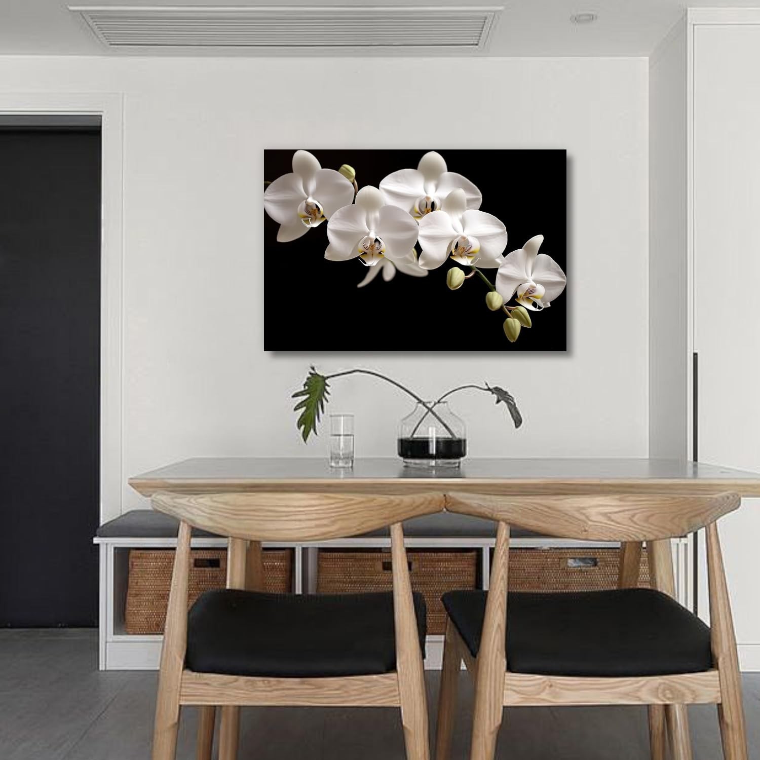 Orchid Canvas Wall Art Bathroom Wall Decor Black Posters White Floral Paintin…