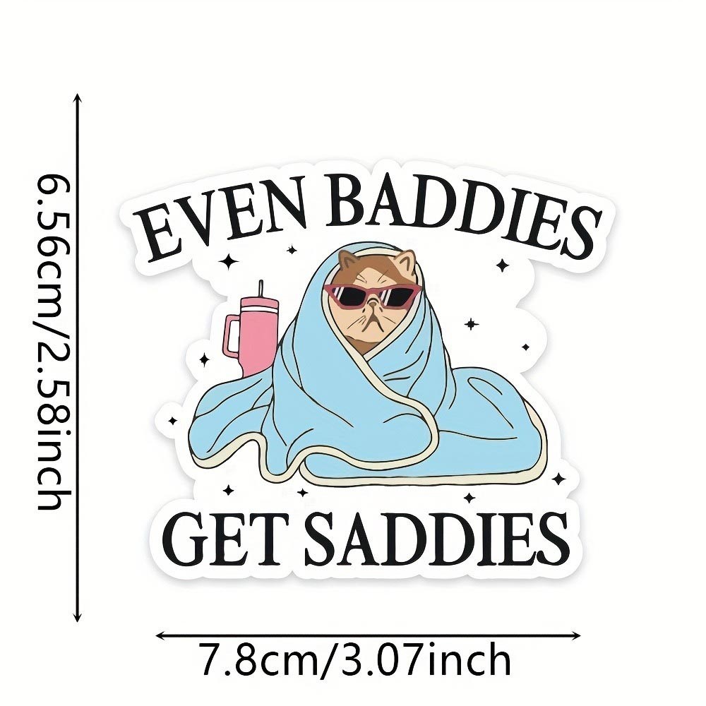 Easy-To-Apply Colorful High-Quality Gift-Worthy 3-Pack Cute Villain Cat Stickers