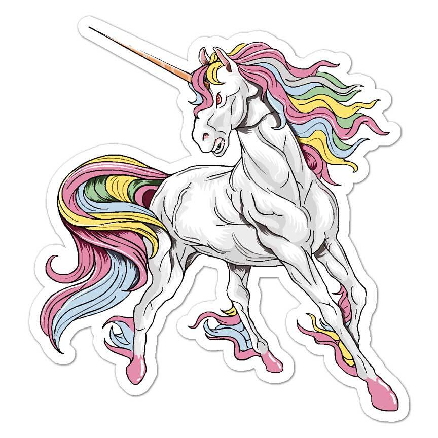 Rainbows Unicorn, Vinyl Decal Sticker, Indoor Outdoor, 3 Sizes, #7972