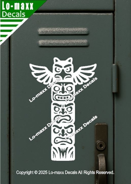 Totem Pole Tower Die Cut Sticker for Lockers, Laptops Lab Doors SUV Boats
