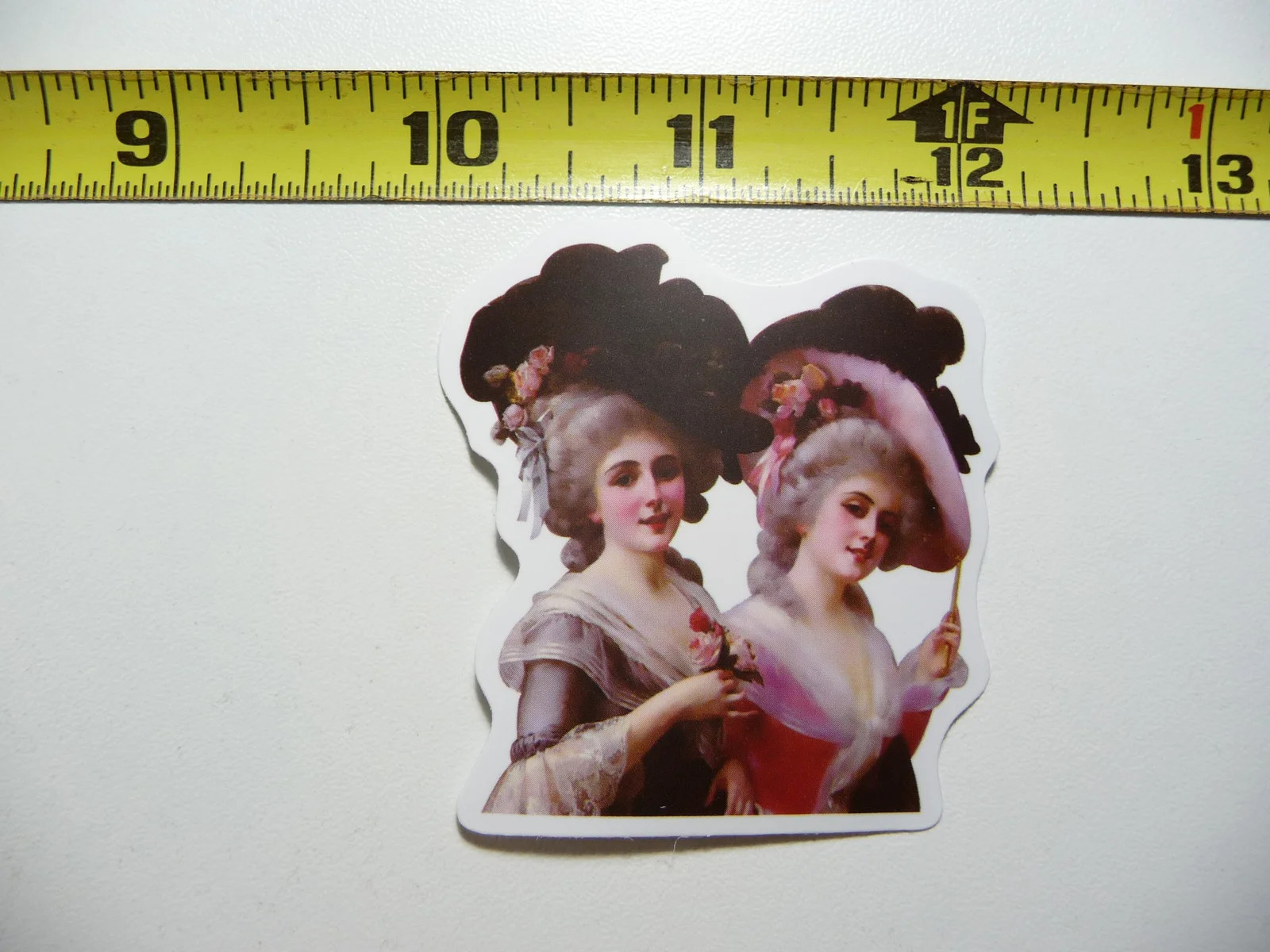 LADIES WITH FLOWERS HATS SMALL STICKER DECAL PAINTING ARTWORK MUSEUM ART