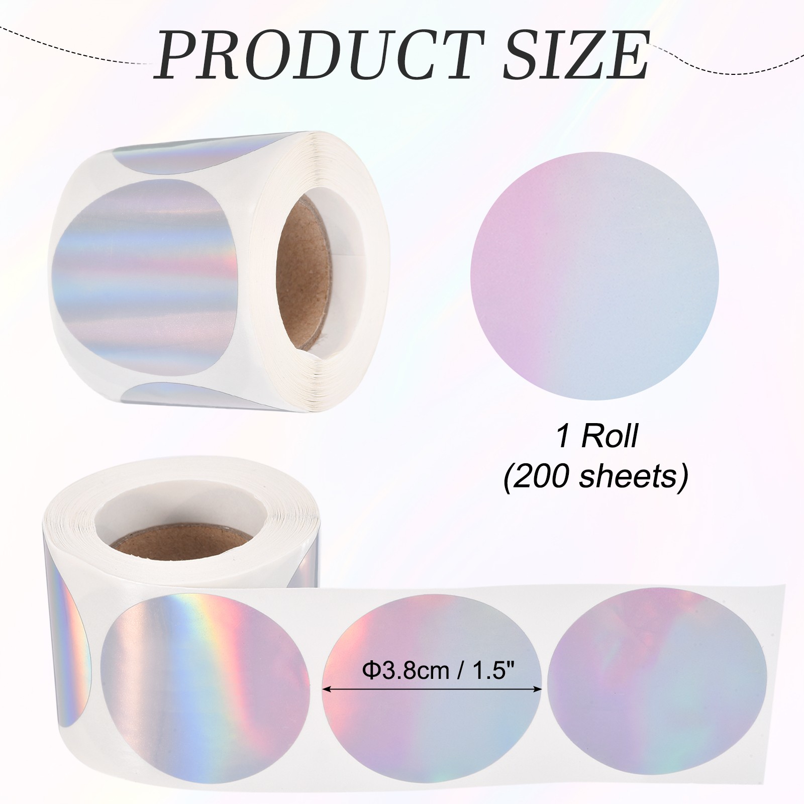 200pcs Round Thermal Label 1.5×1.5" Self-Adhesive Thermal Stickers Silver