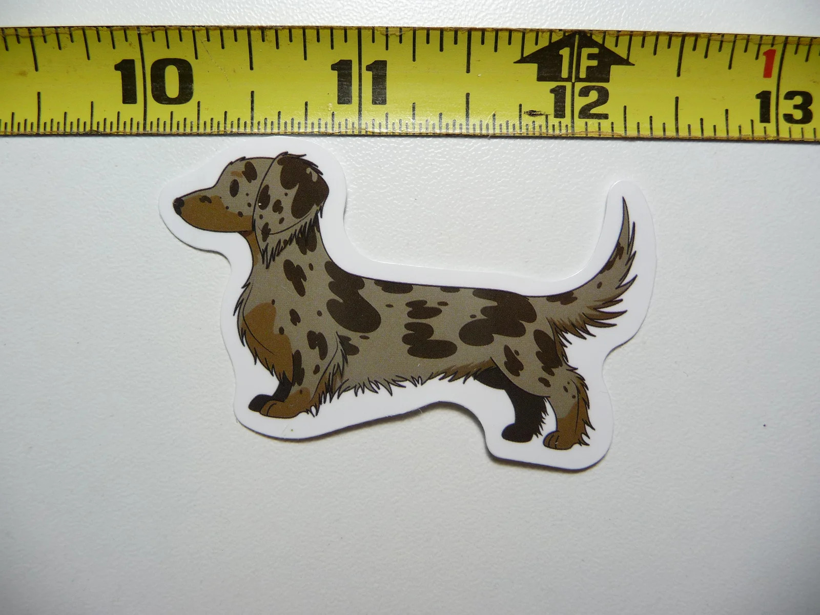 DACHSHUND SMALL STICKER DECAL DAPPLE LONG HAIR LEFT DOG SO PET PRIDE