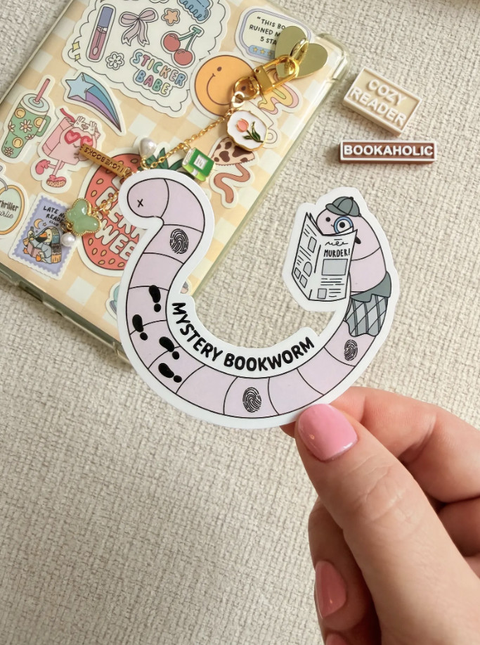 Mystery Bookworm Sticker Cute Bookish Reading Aesthetic