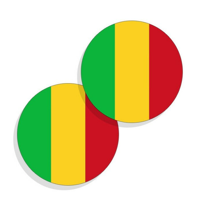 Mali Flag Stickers Flag Decals Vinyl Round Indoor Outdoor Circles Mali 4 pack