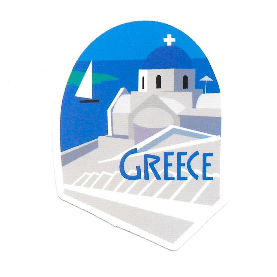 Greece Vinyl Sticker Santorini Blue Dome Church Travel Souvenir Laptop Decal Art