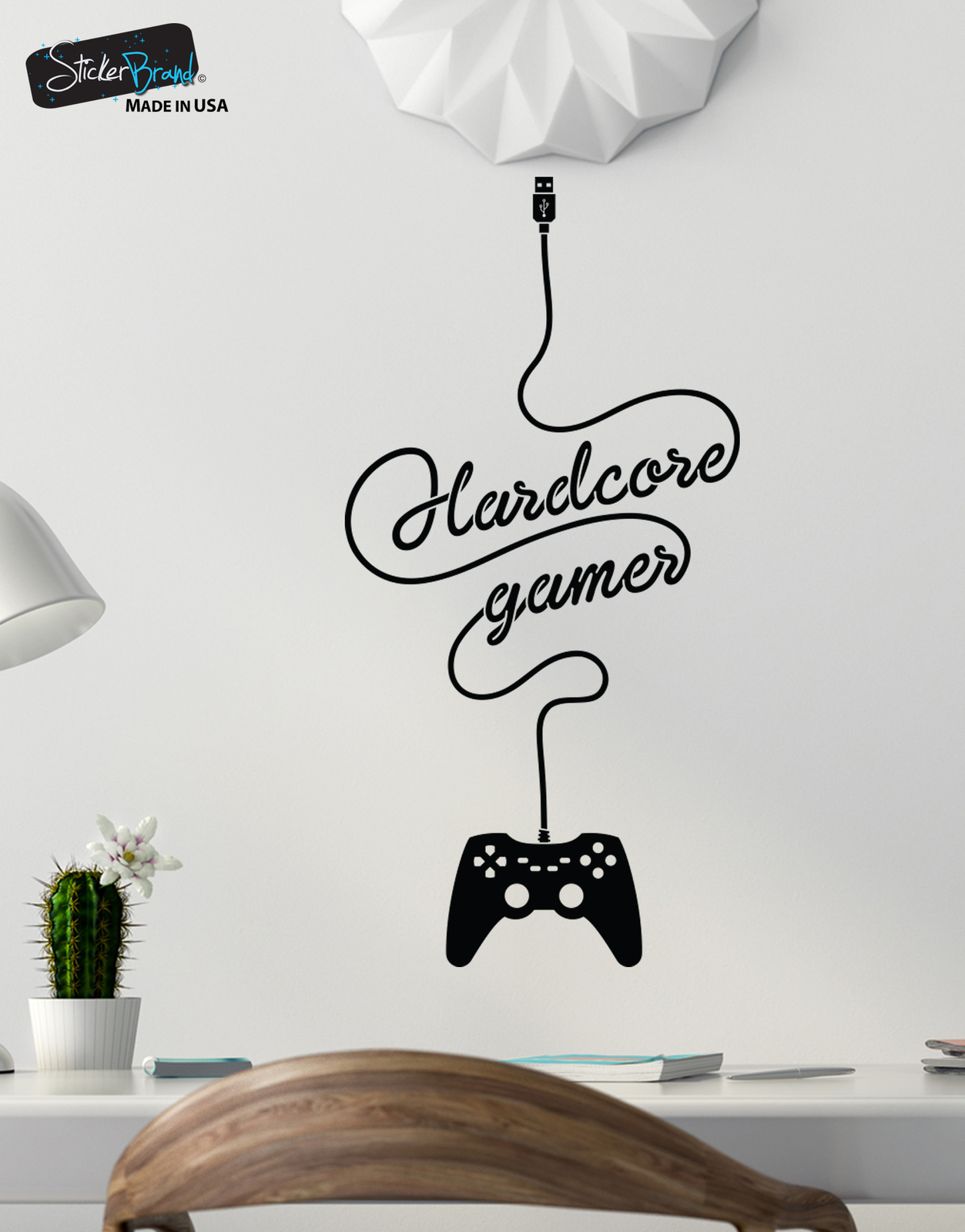 Hardcore Gamer Wall Decal Sticker. Perfect for Xbox / Playstation Gamer #6098