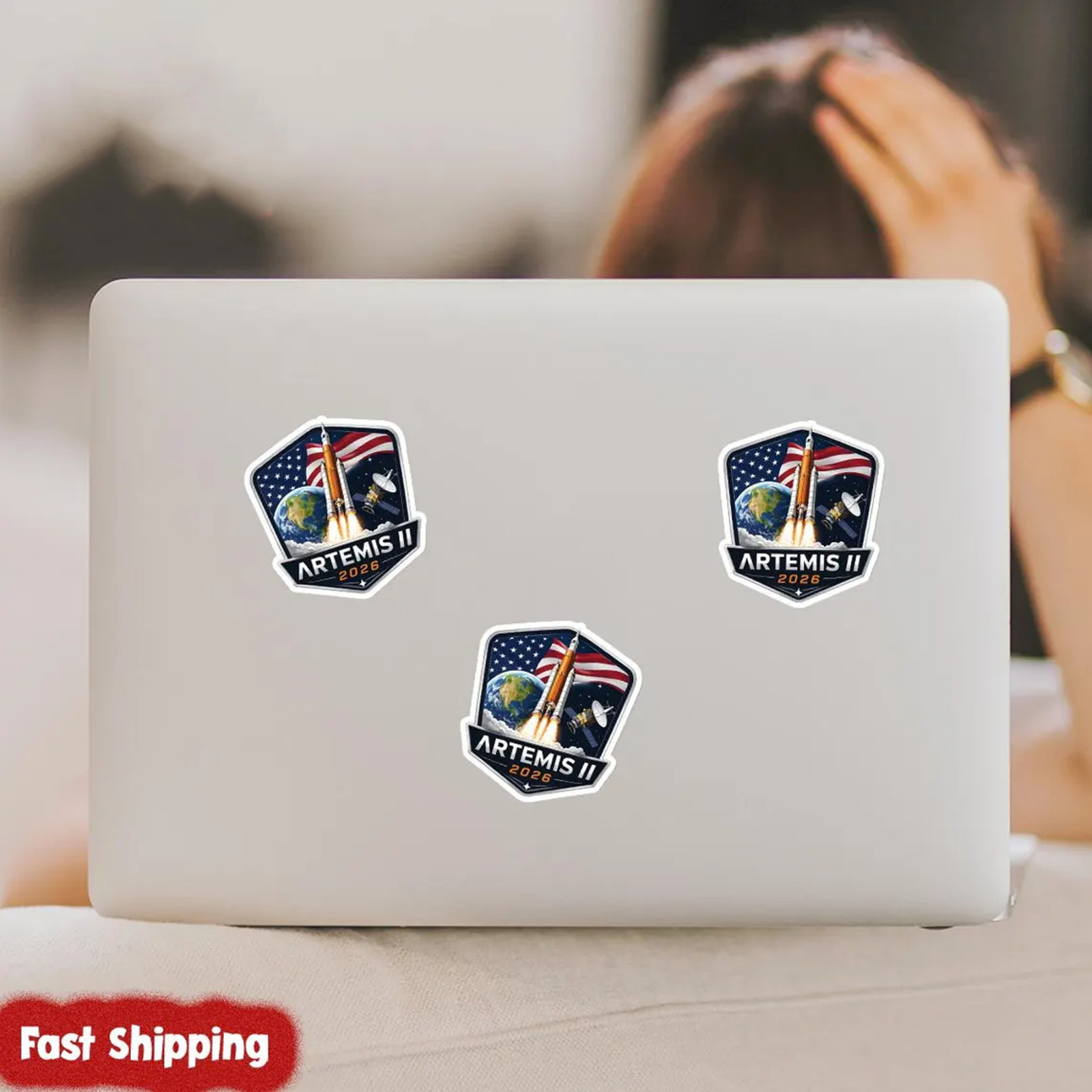8PCS NASA Artemis II Patch Sticker Moon Mission Astronaut Vinyl Decal