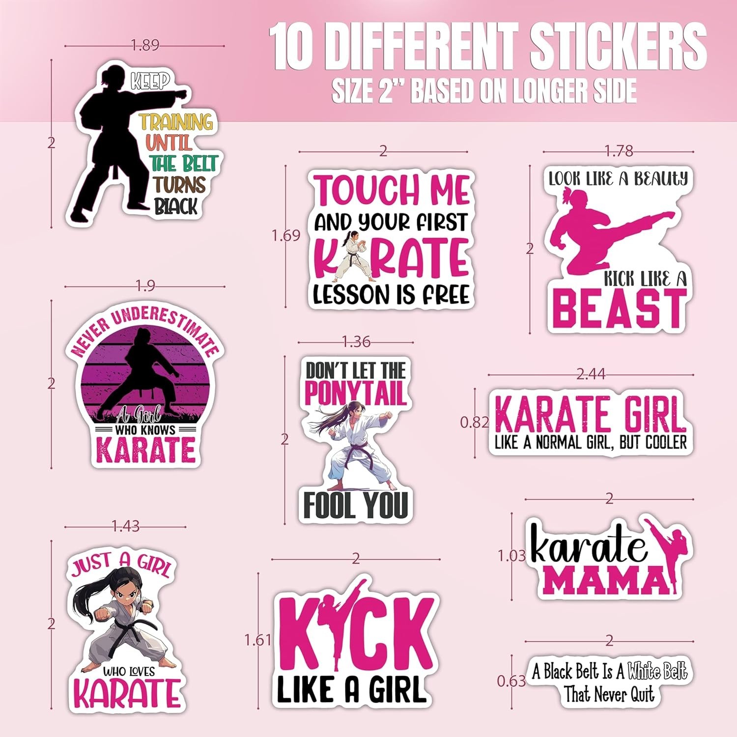 10pcs Karate Girl Sticker, Karate Power, MMA Karate Decal for Karate Fighter