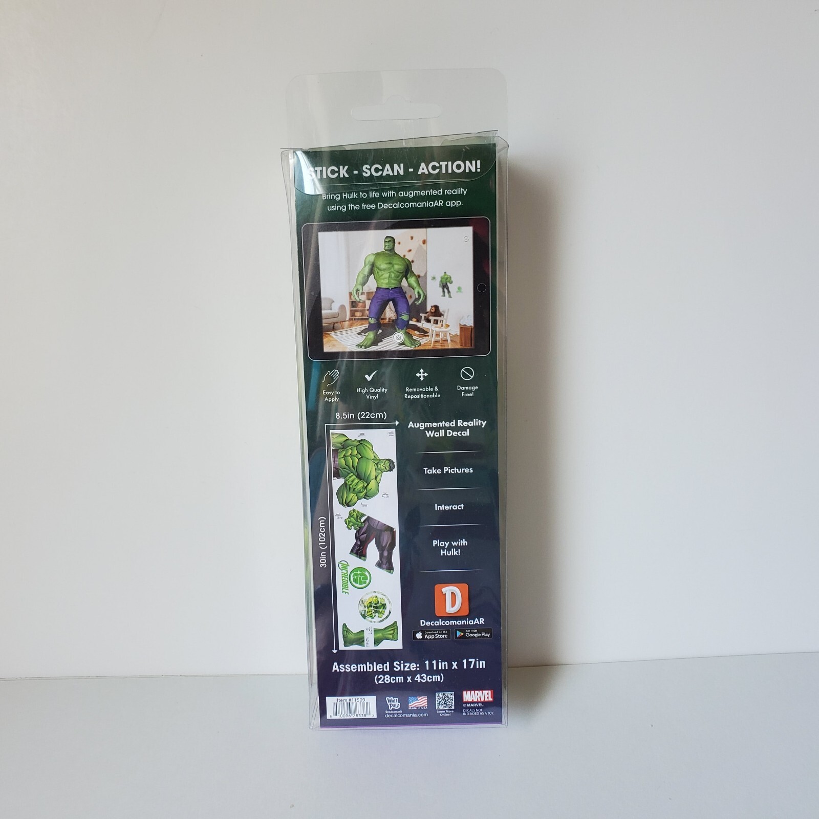 Marvel The Incredible Hulk Wall Decal 11×17” Augmented Reality Action Reusable