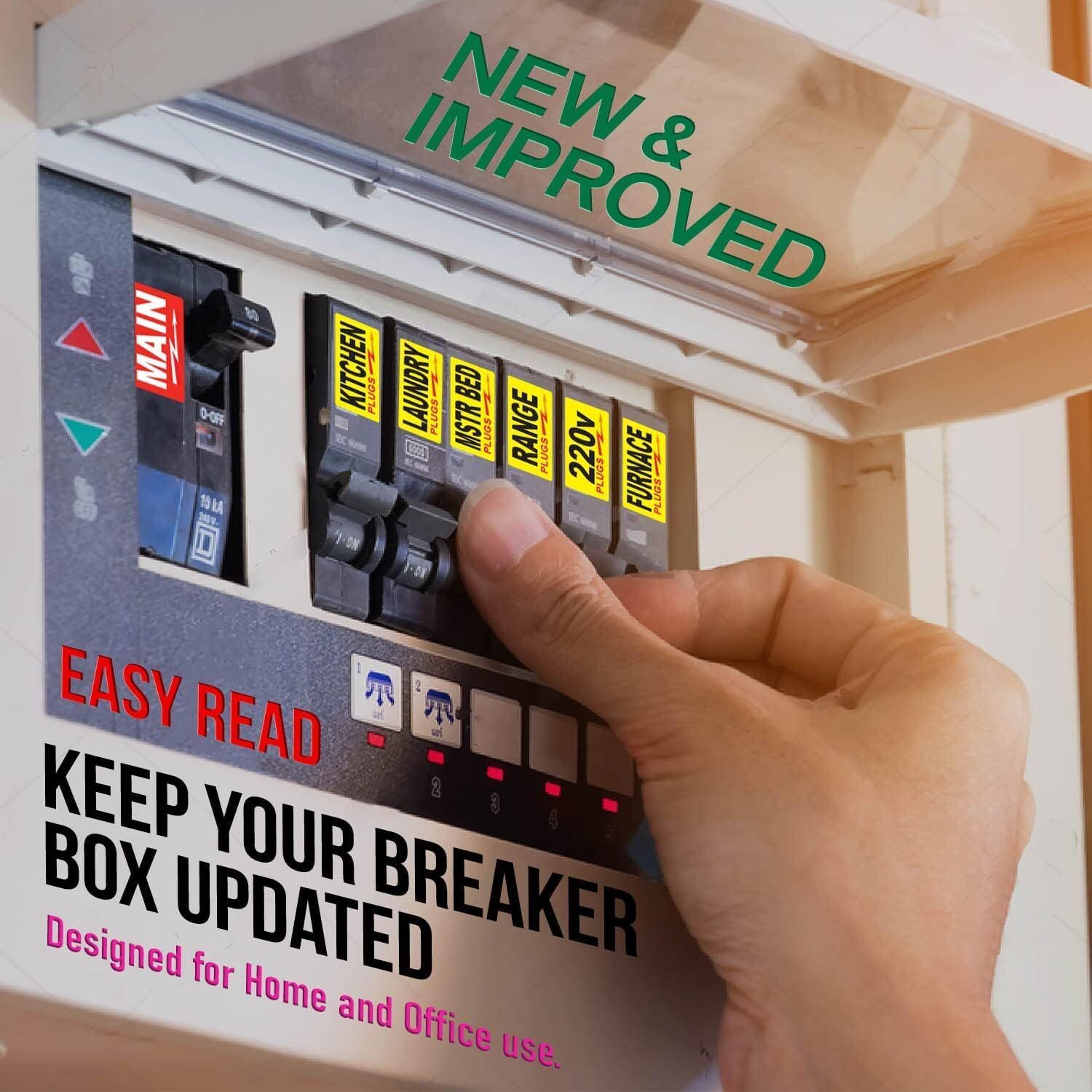 100 AMP Set – 170 Circuit Breaker Decals Vinyl Labels for Breaker Panel Boxes