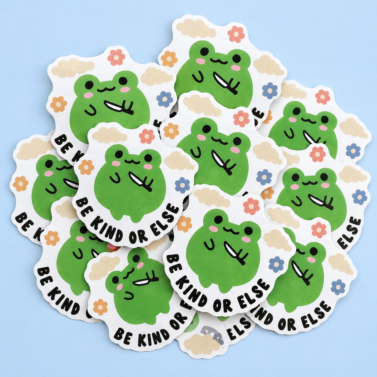 Cute Frog Sticker Be Kind or Else Vinyl Decal for Laptop Water Bottle 4×4 Inches