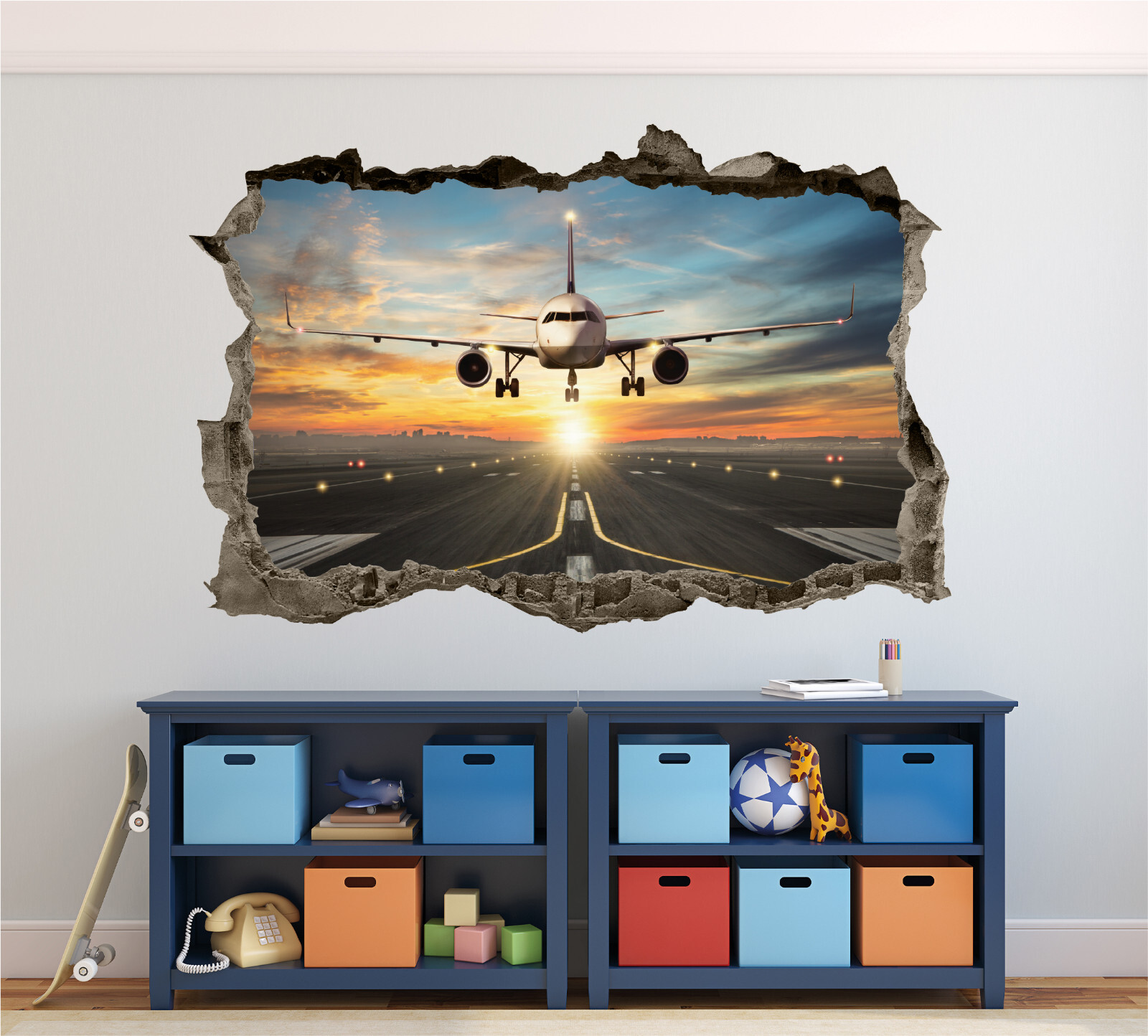 Airplane Wall Decal 3D AI Graphic Wall Art Sticker, Wall Decor, Vinyl KW154