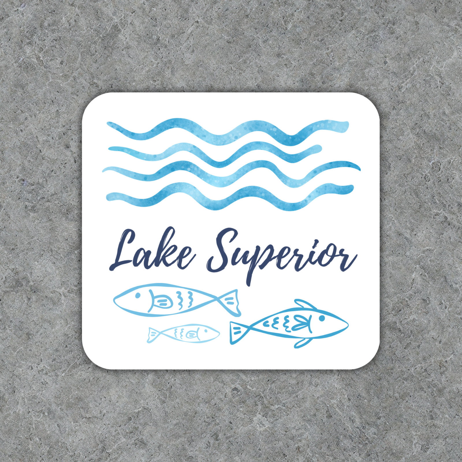Lake Superior Sticker Vinyl Decal Great Lakes Waves Fish Waterproof