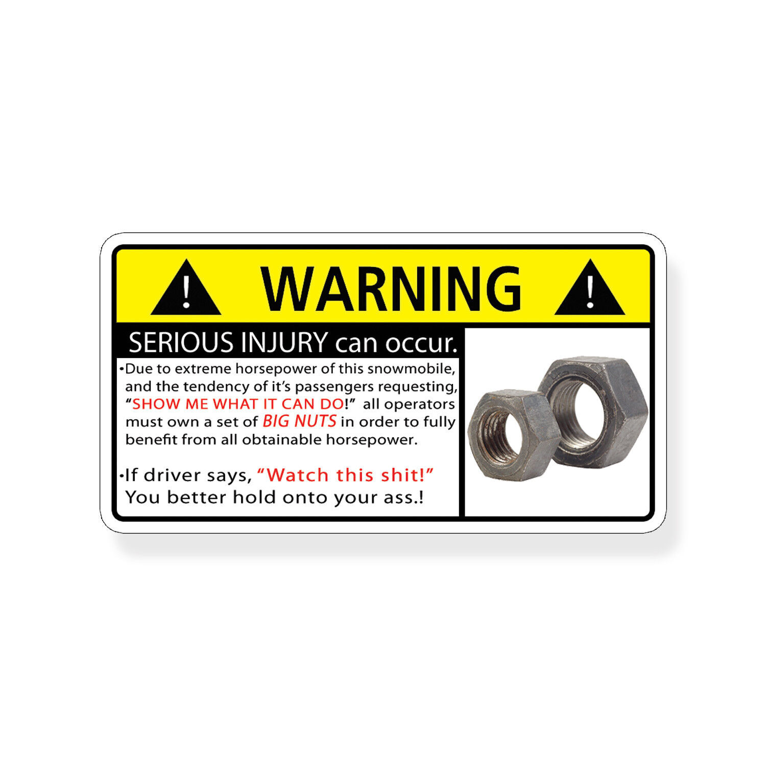 Snowmobile Nuts Funny Snow Ski Sticker Decal