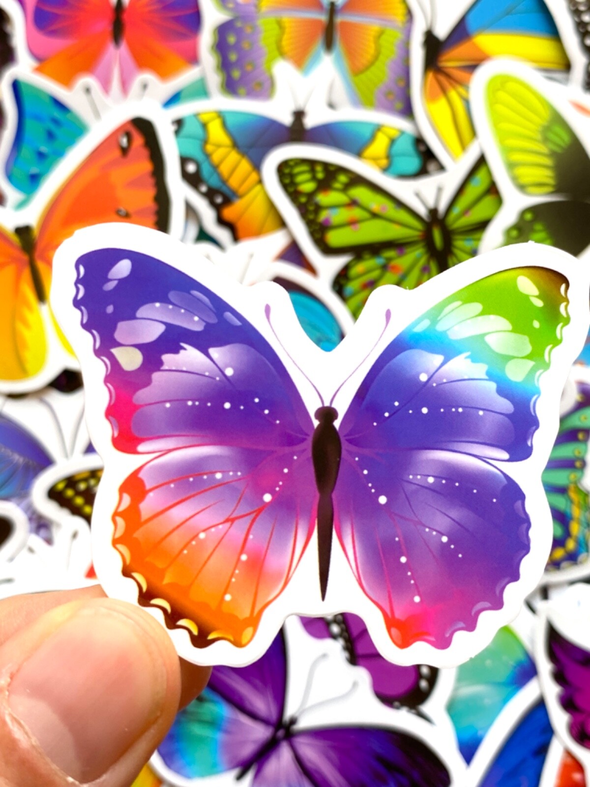 5-50 pcs Butterfly Stickers, Lucky Animal Vinyl Stocking Stuffer Phone Decals