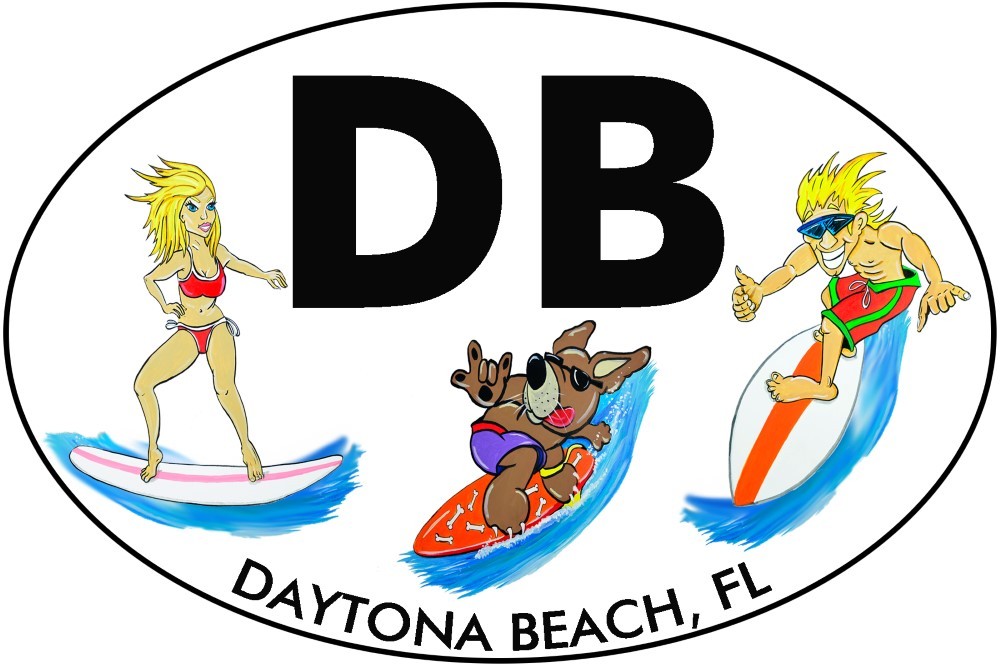 DB – Daytona Beach FL Surf Buddies Oval High Quality Vinyl Decal Sticker
