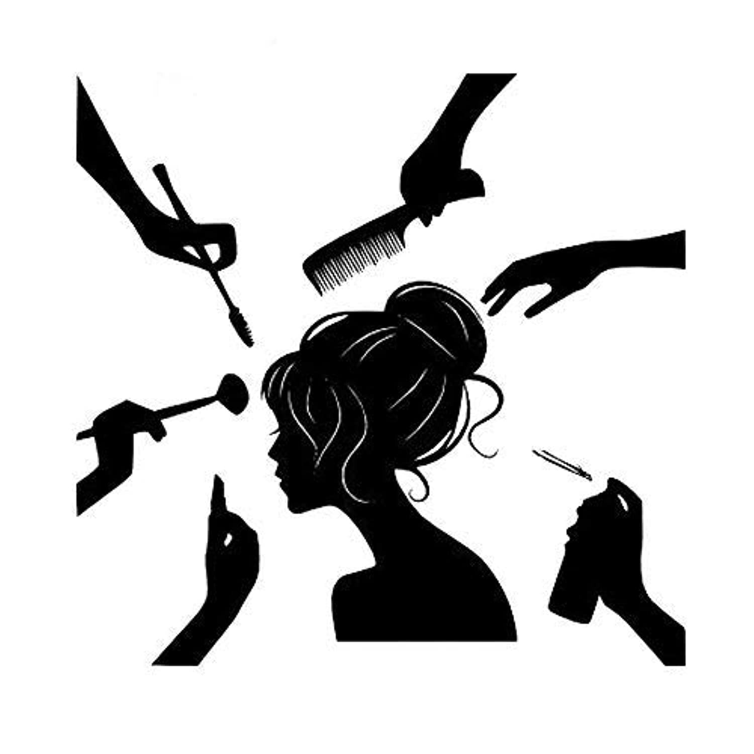 Beauty Salon Makeup Silhouette Removable Wall Decals Murals Stickers for Bedr…