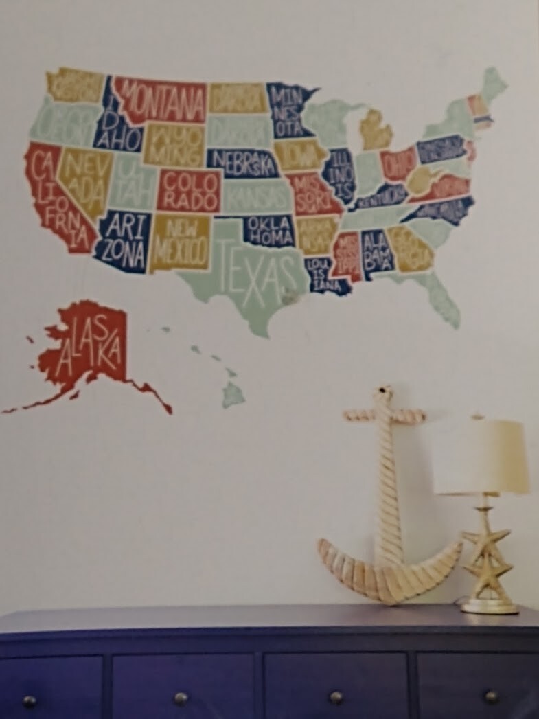 United States of America Map Wall Home Decal 40X32 Patriotic