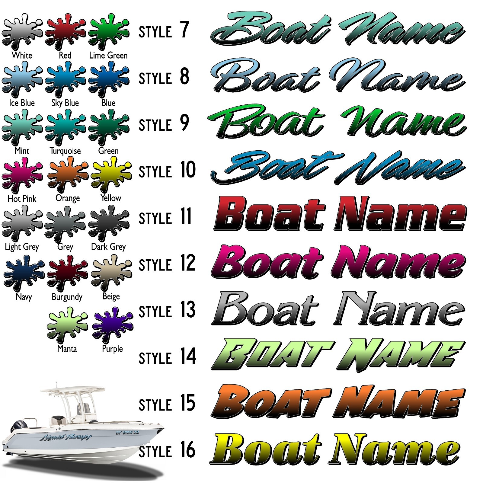 Boat Name Decal 4×24" / Custom Hull Graphic / Premium Marine Vinyl Lettering GRB
