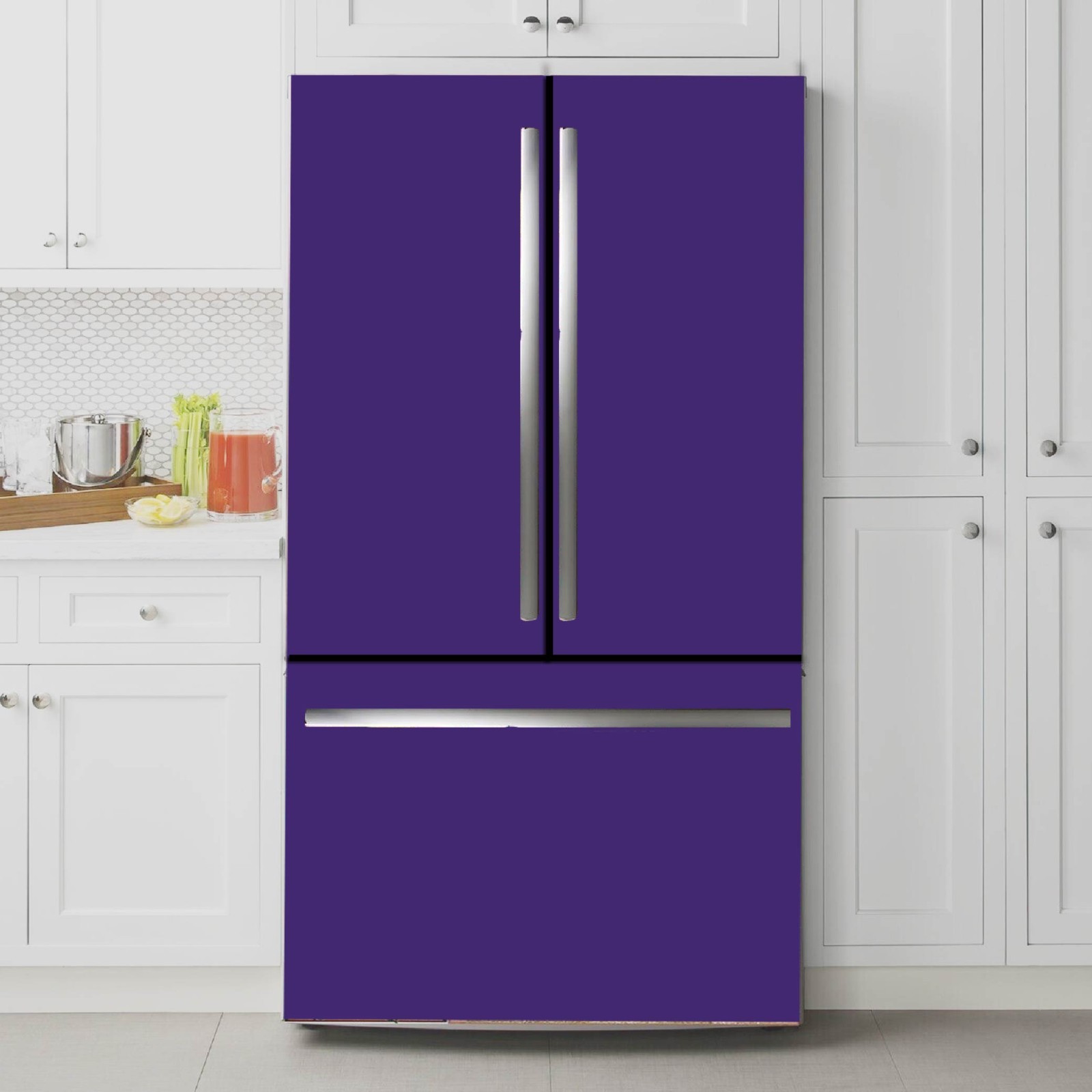 Violet Solid Color Refrigerator Skin Easy Apply Vinyl Wrap