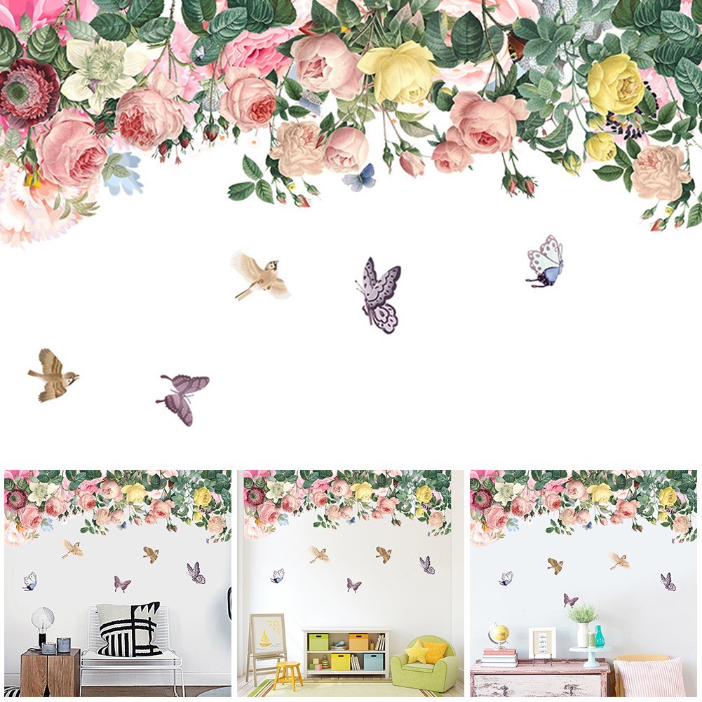 1 Pcs Flower Cartoon Wall Art Stickers Removable Vinyl Decal Home Decoration