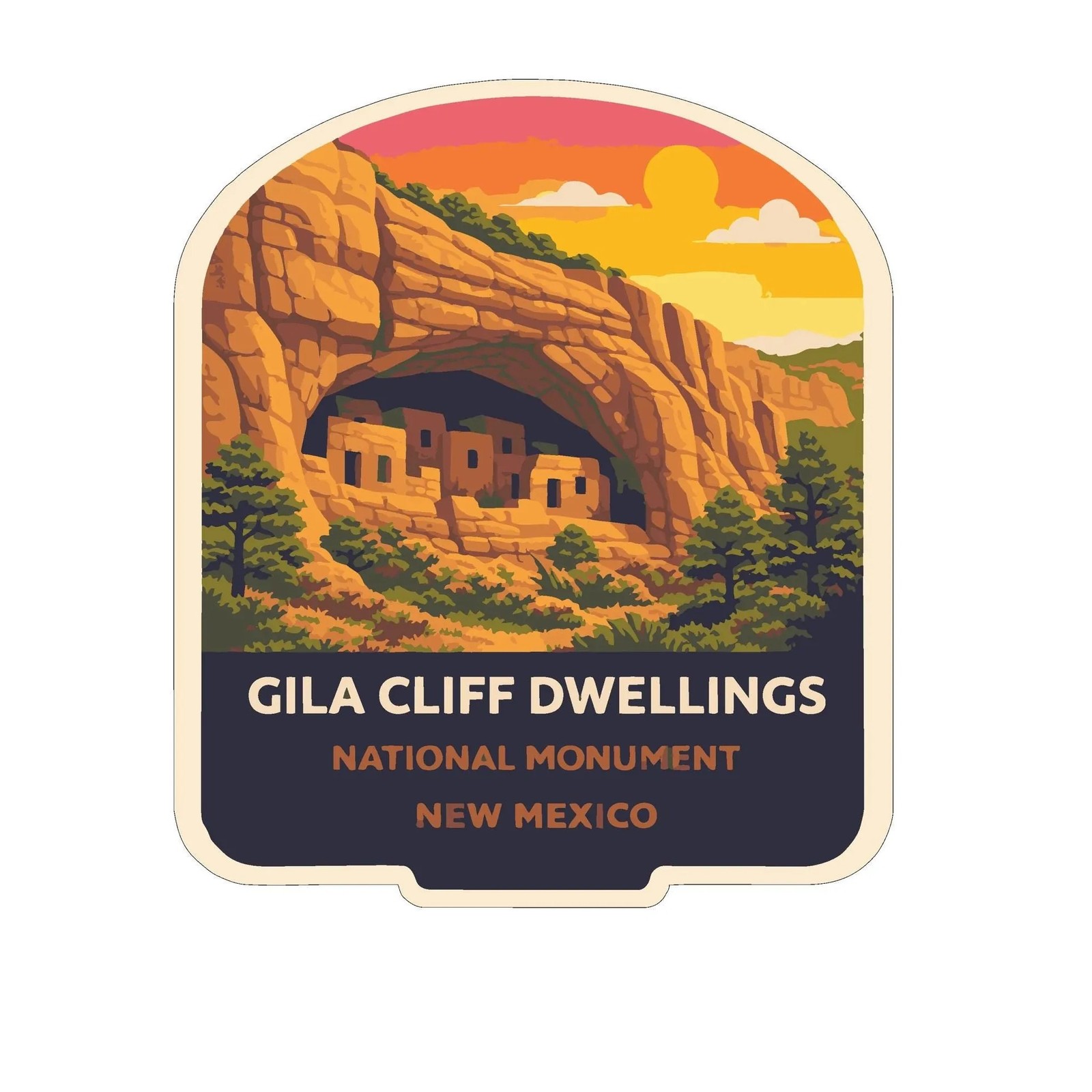 Gila Cliff Dwellings New Mexico Sticker Decal Vinyl Die-Cut US National Monument