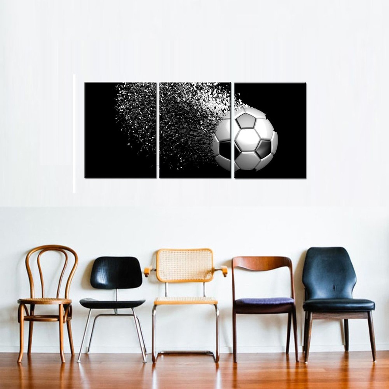 Black and White Splash Soccer Football Balls Wall Art Posters Prints on Wrapp…