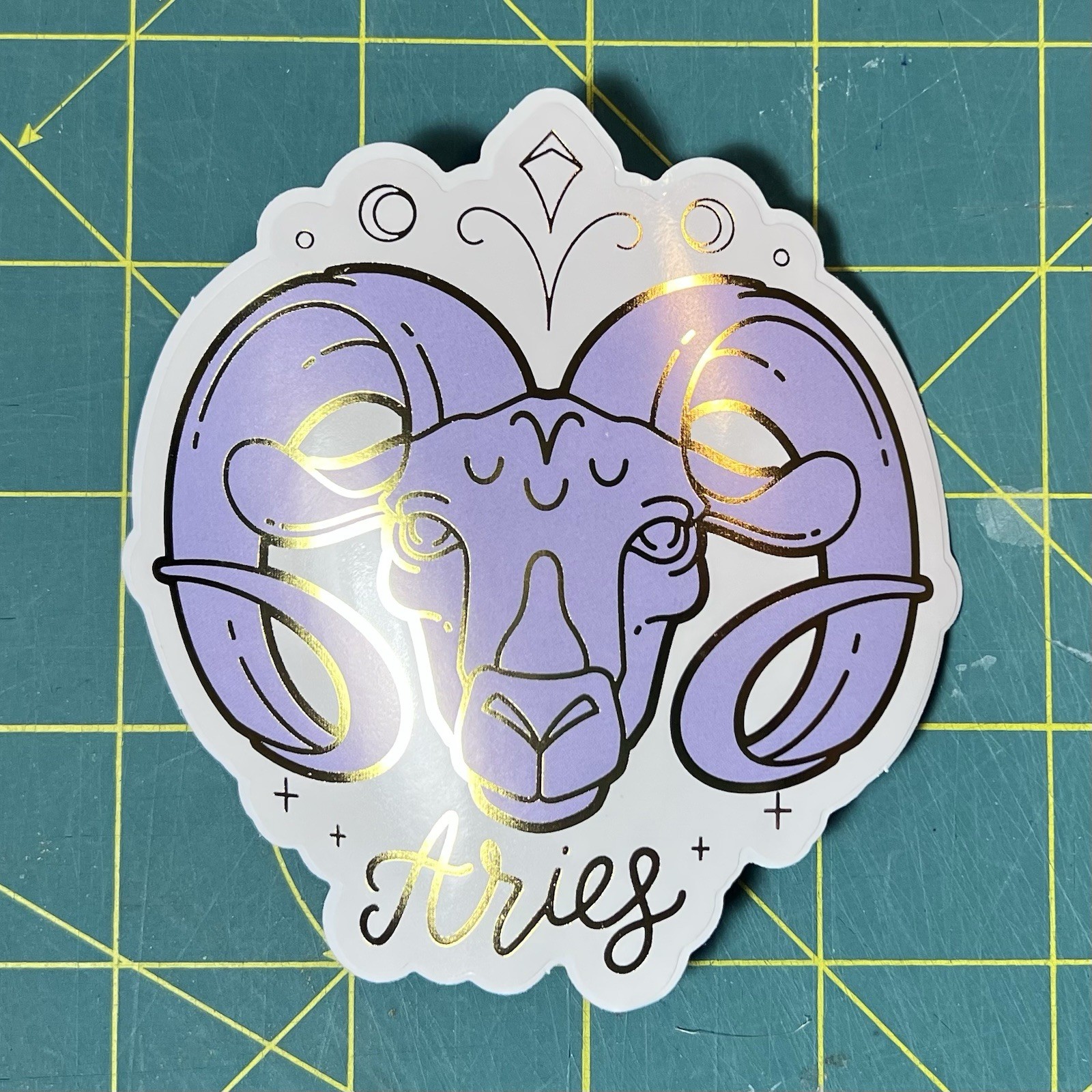 Aries Vinyl Diecut Sticker UV Fade Resistant Dishwasher Safe 3.5” X 3.5”