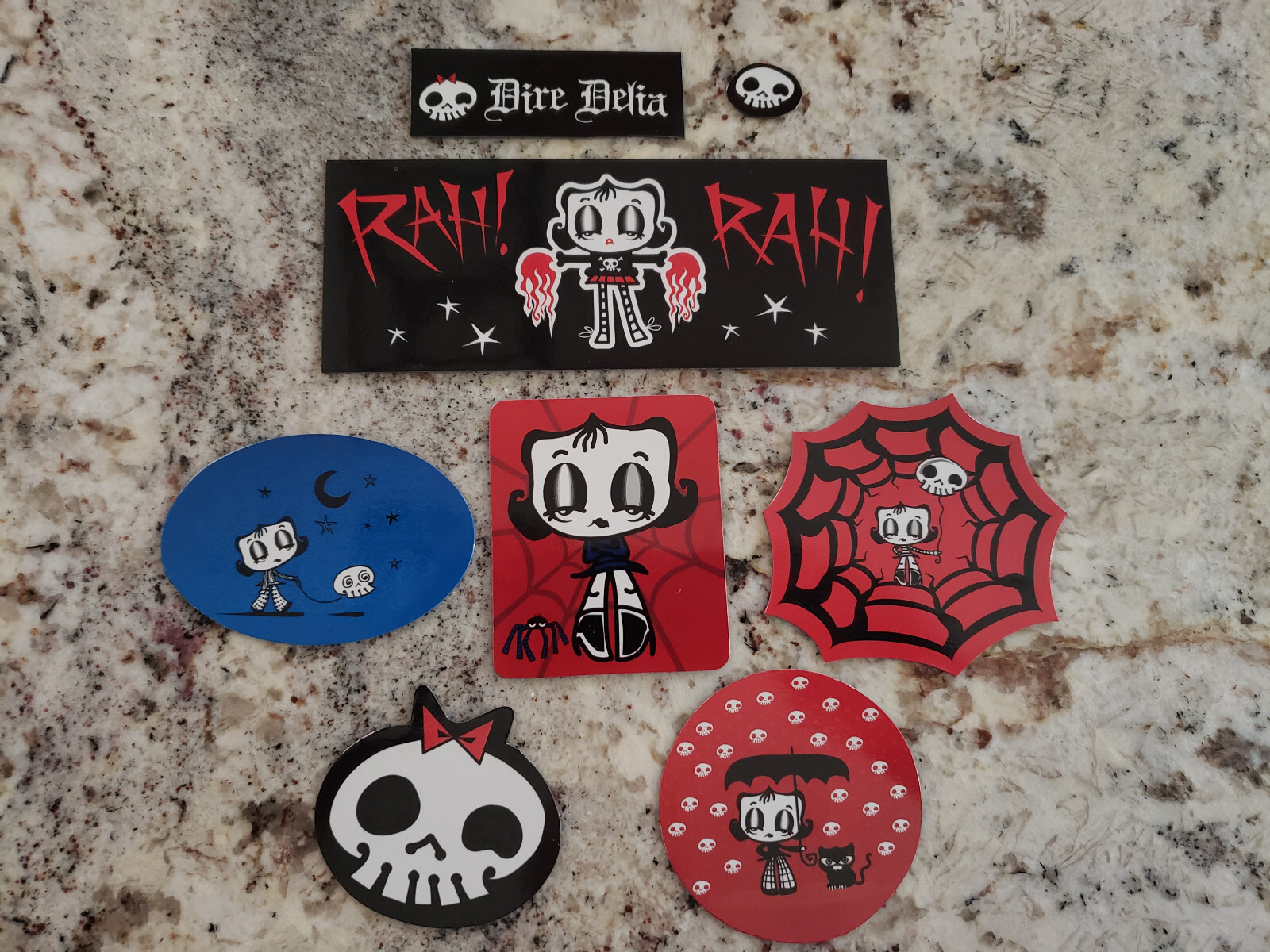 Dire Delia Goth Girl 8 Pc Magnet Set & 5 FREE Stickers