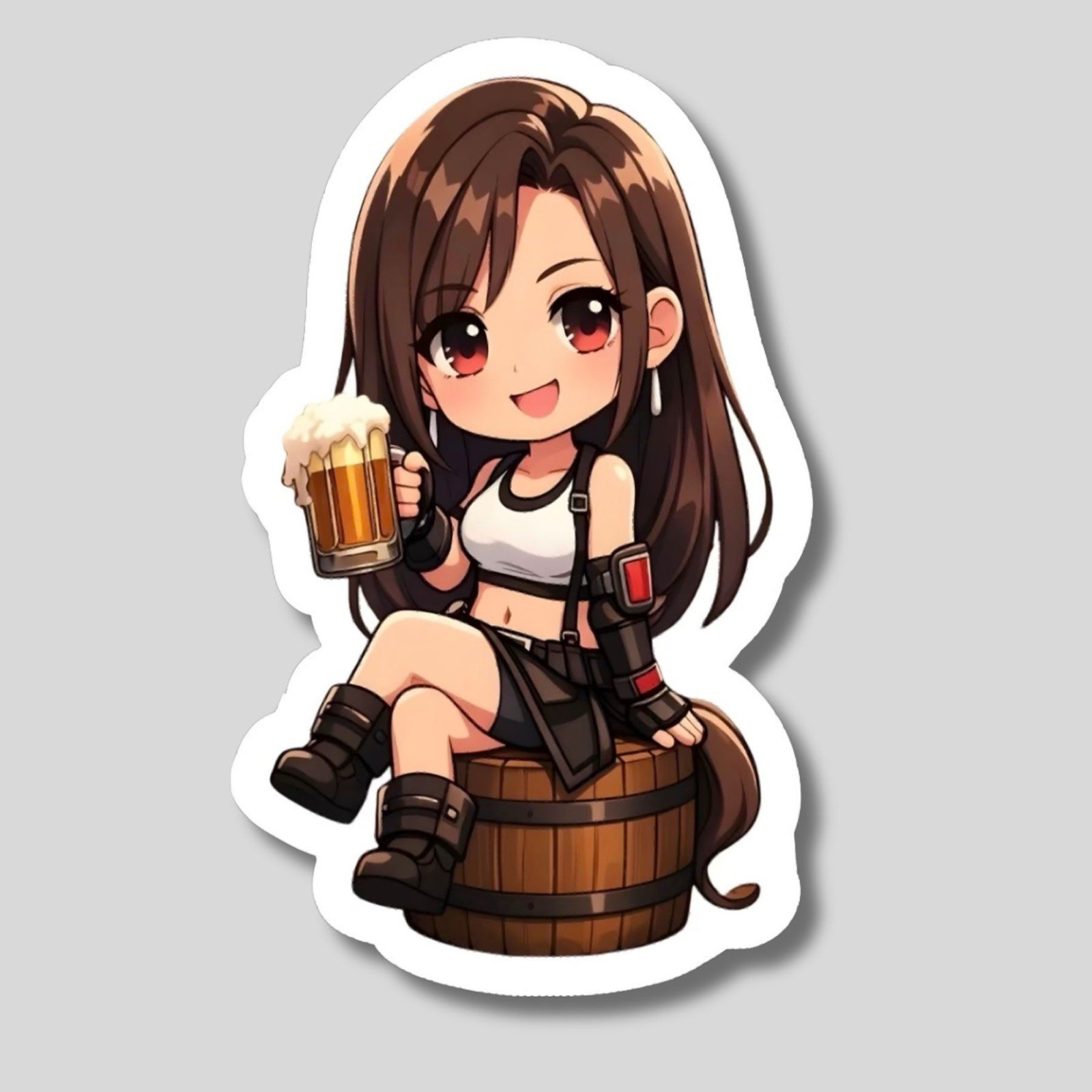 Tifa Hartlock, Final Fantasy 7, FF7, FFVII, Glossy Vinyl sticker, Decal, Beer