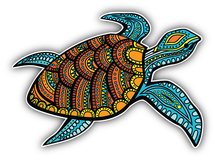 Patterned Turtle Car Bumper Sticker Decal