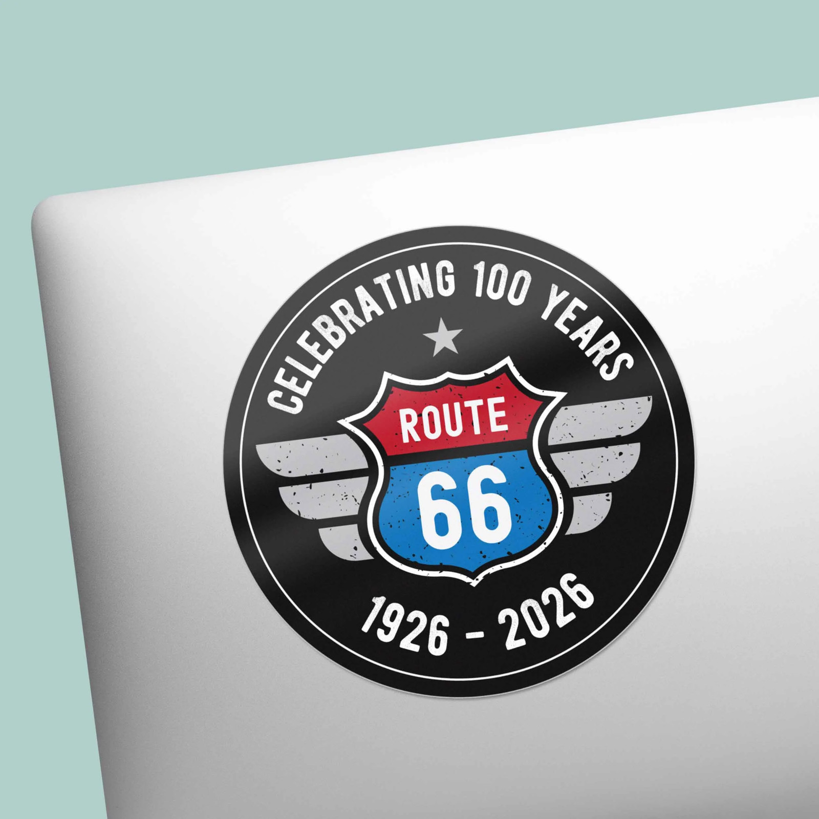 100th Anniversary Route 66 Sticker – Black Circle