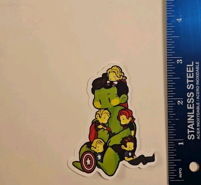 The Hulk Huged By The Avengers Sticker / Cute Decal For Laptop Or Accessory
