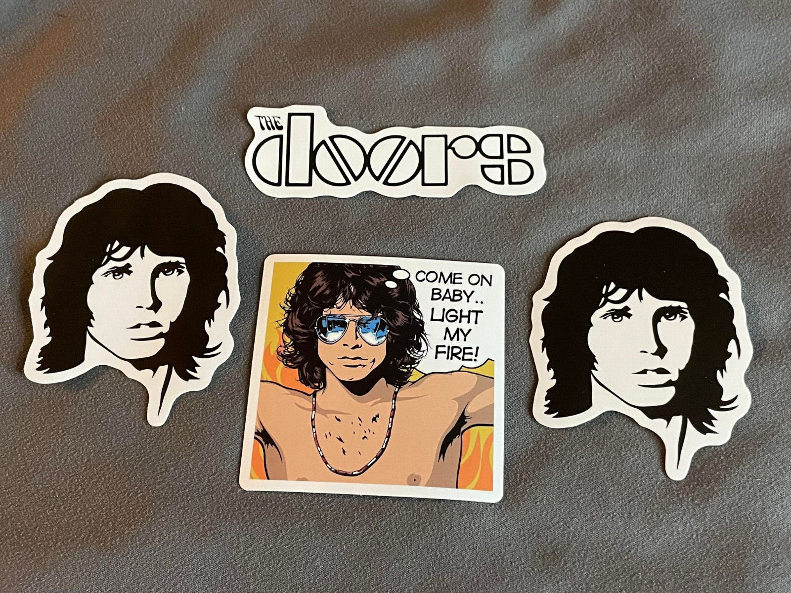 Lot of 4 THE DOORS 1" to 3" Band Logo Stickers FAST! FREE SHIP! JIM MORRISON