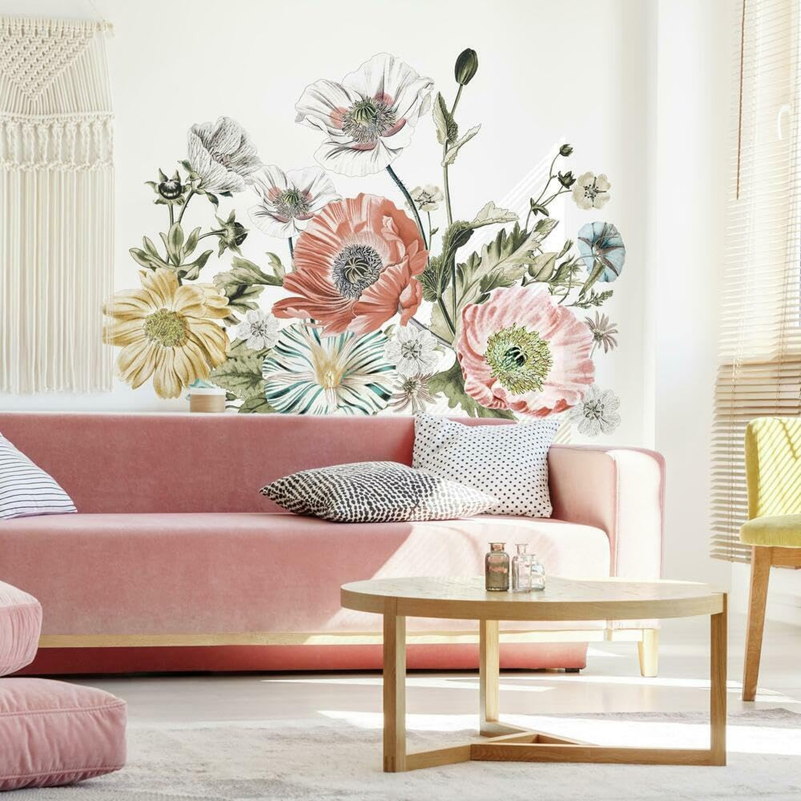 Vintage Poppy Floral Wall Decals Peel and Stick Repositionable Removable 15 Pack