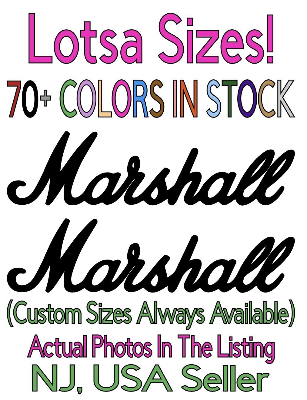 TWO Marshall Amps Die Cut Vinyl Decals Electric Guitar Rock Music Heavy Metal