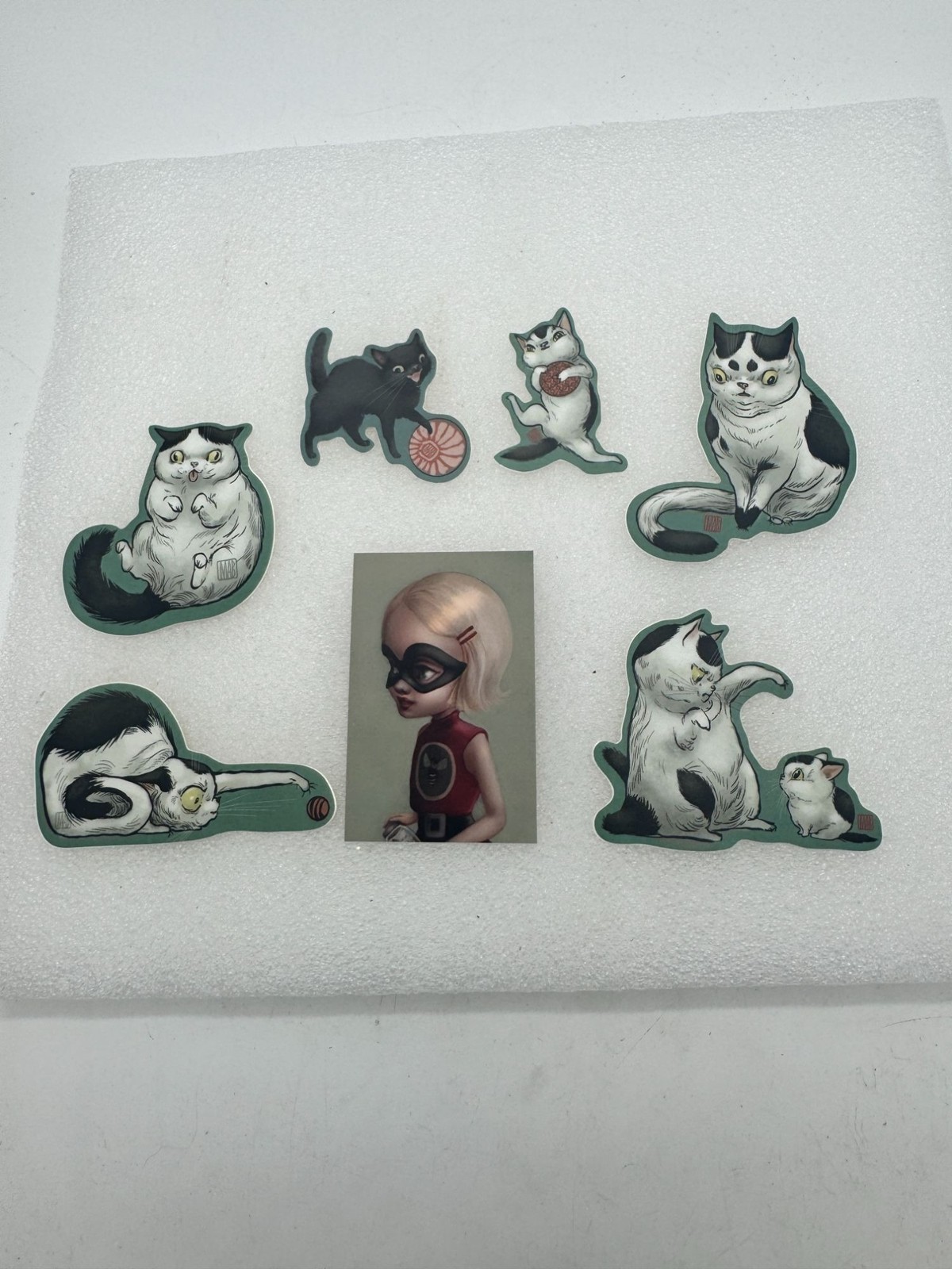 Mab Graves Art and Illustrations Set of 6 Best Kitty Cat Stickers
