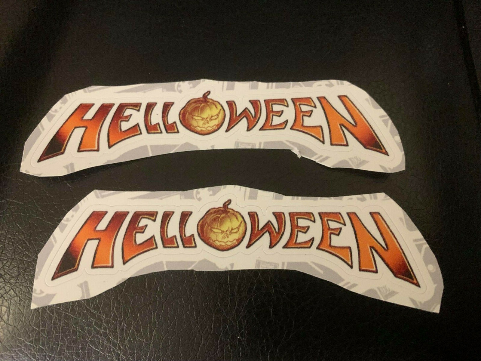 Lot of (2) HELLOWEEN 3/4" x 3 1/2" Band Logo STICKERS Orange FAST! FREE SHIP!