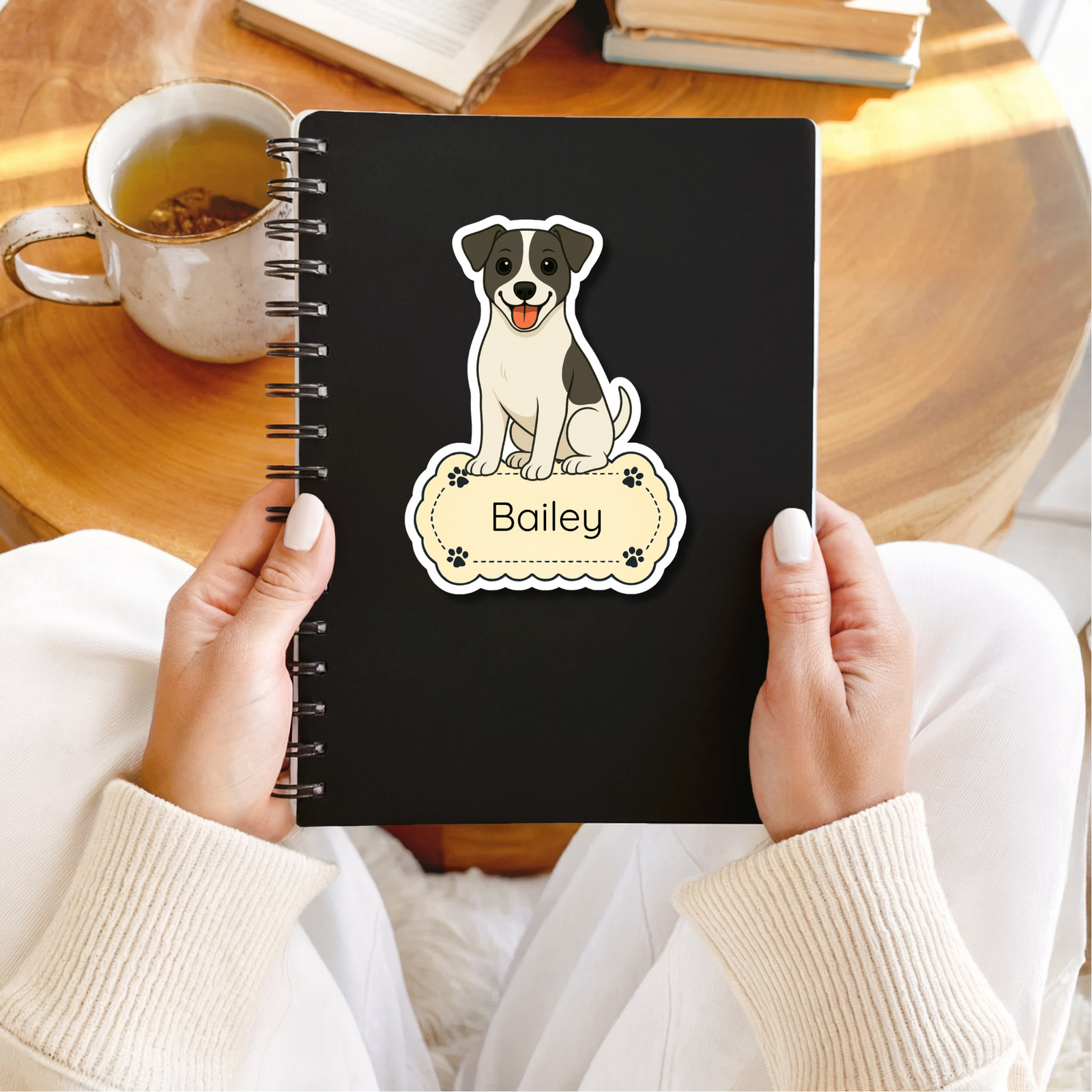 Personalized Jack Russell Terrier Dog Sticker Magnet Bookmark – White and Black