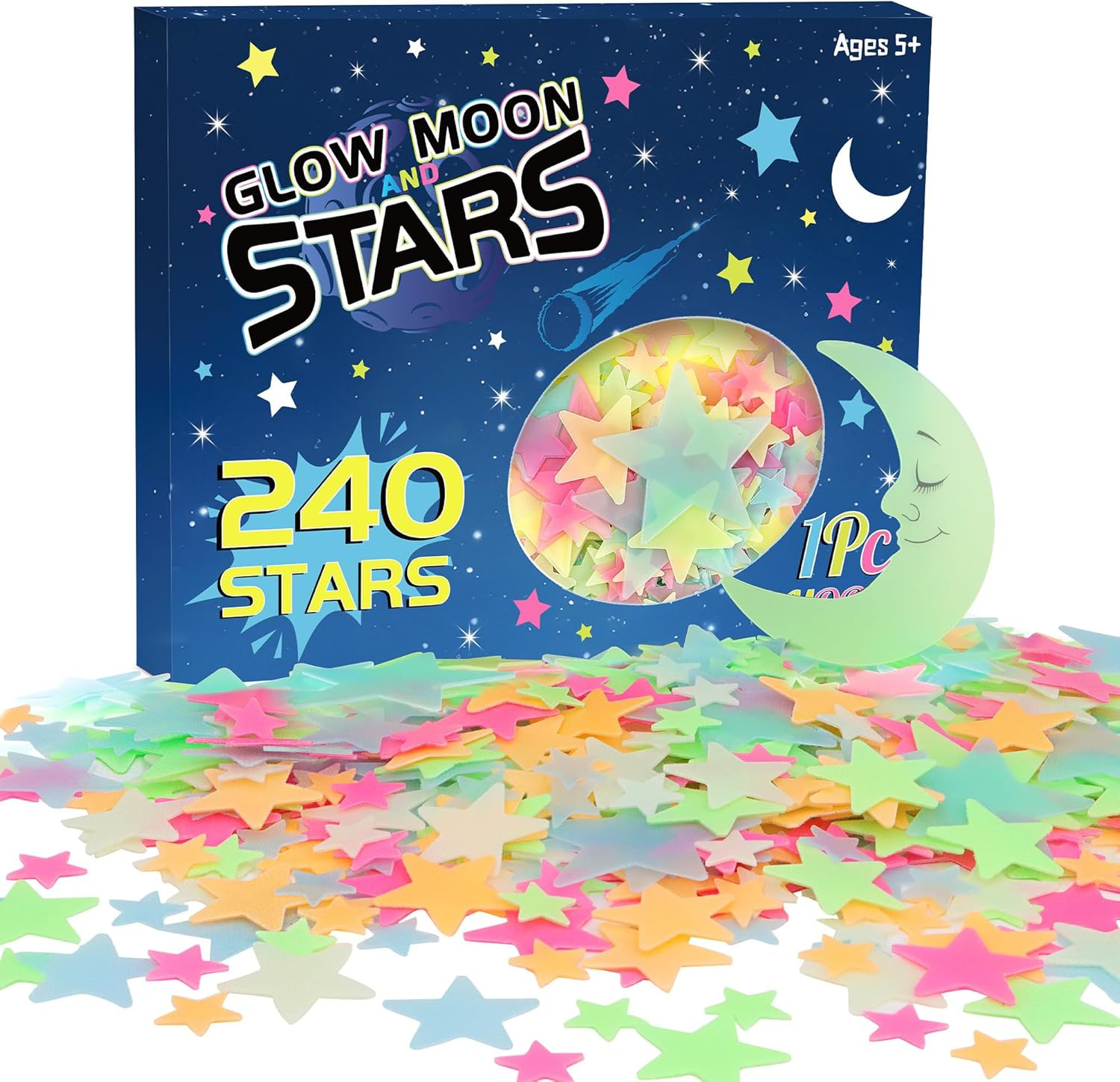 241PCS Glow in the Dark Stars Stickers for Ceiling Wall Room Decor – Green