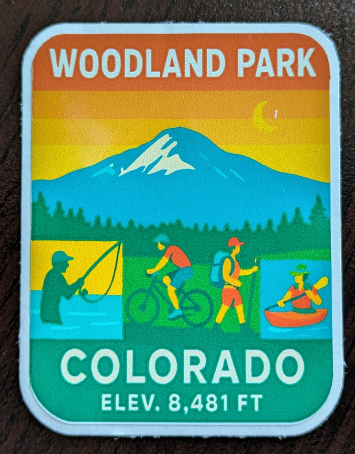 Woodland Park Co water bottle sticker & Decals Mountain range